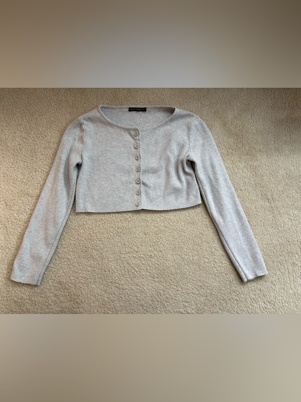 Brandy Melville heather grey cropped button down cardigan sz S